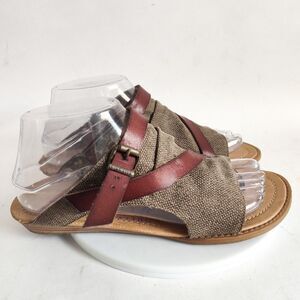 Blowfish Malibu Size 8 Boho Vegan Sandal Open Toe Flats Slip On Slides Brown